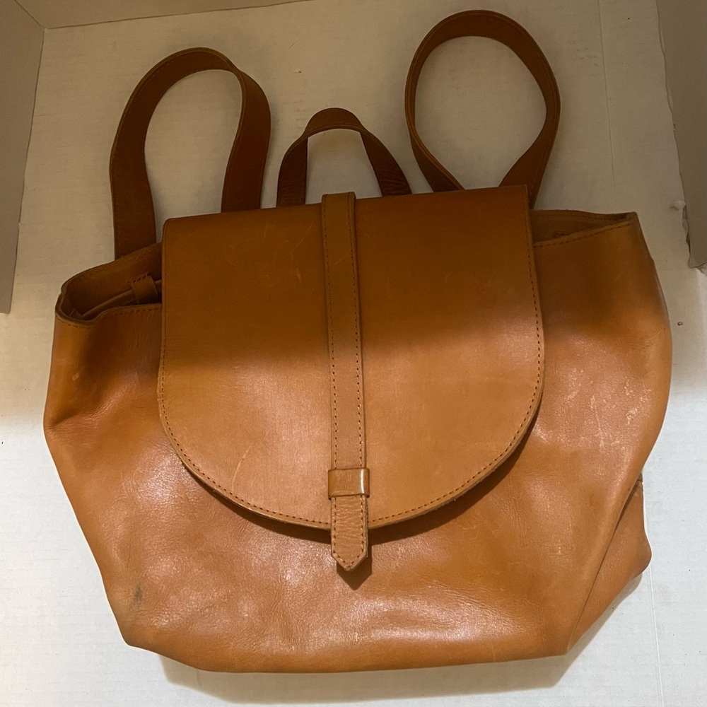 Able Cognac Leather Backpack